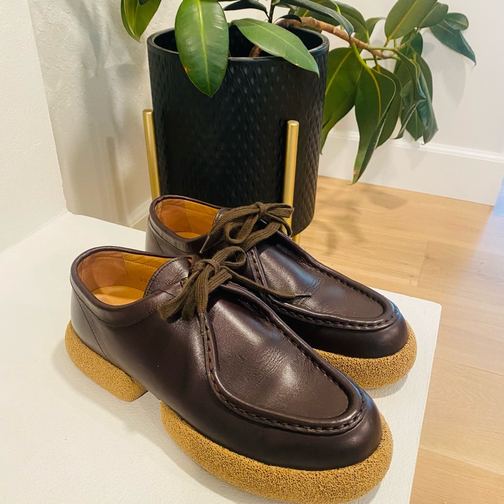 Dries Van Noten Platform Derby Unisex 38.5 Brown Leather Chunky Oxford Cork Sole